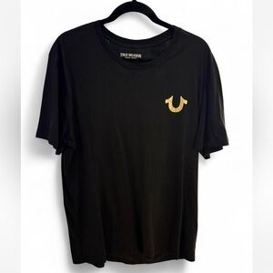 True Religion Black Tee with Gold Emblem